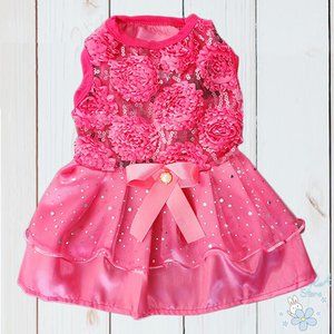 NEW CUTE EMBROIDERY SEQUINS DOG COSTUME CLOTHES BIRTHDAY PARTY WEDDING DRESS